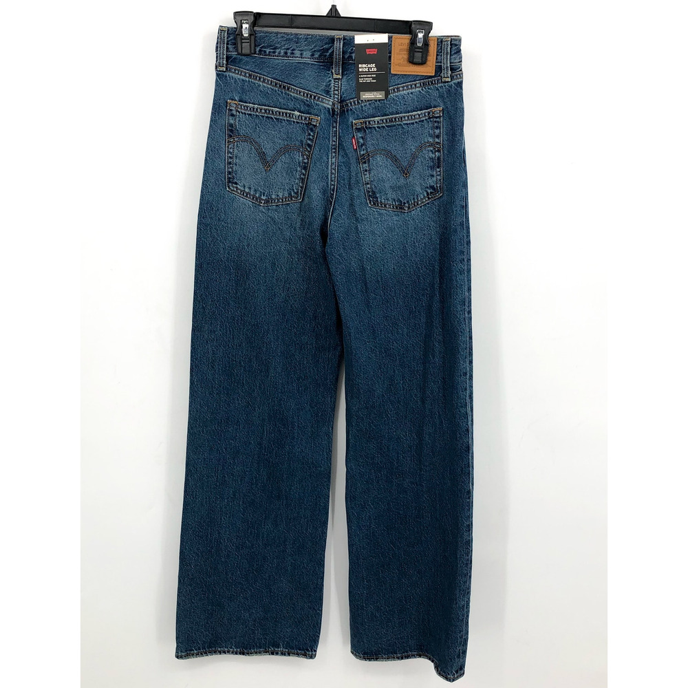 LEVI'S Women's Ribcage Wide Leg Jeans 27x32 US 4 Polar Blue A6081-0012 NWT - Picture 7 of 11